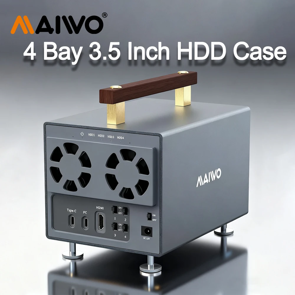 

MAIWO 3.5 Inch HDD Docking Station 4 Bay Hard Drive Enclosure SATA III to USB3.2 Gen2 10Gbps Case Support HDMI Type-C Extension