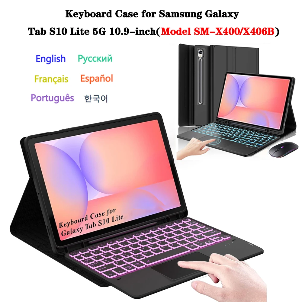 Case for Samsung Galaxy Tab S10 Lite 10.9 Inch, Keyboard Cover for Samsung Galaxy Tab S10 Lite 10.9 Inch (Model:SM-X400/X406B)