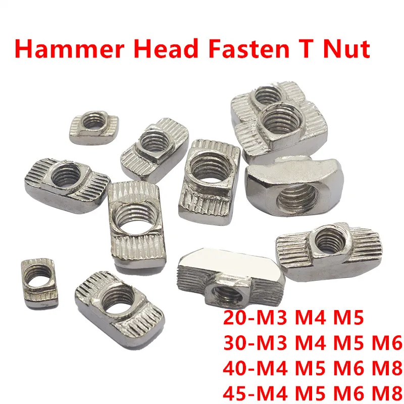 M3 M4 M5 M6 M8 T-nut T Nut Hammer Drop In Sliding Nut Fasten 2020 3030 4040 4545 EU Aluminum Extrusion Profile