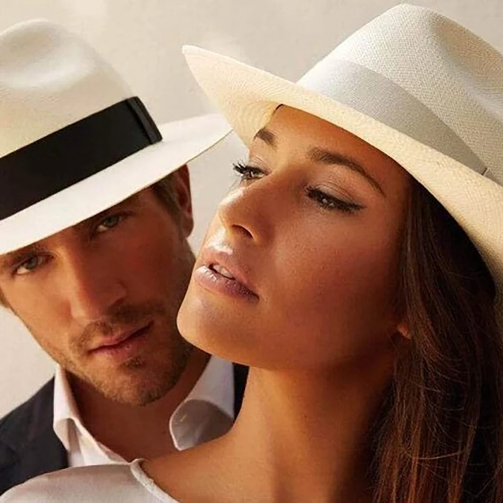 Summer Breathable Sunscreen Straw Hat for Men and Women Fashionable Sun Protection and UV Protection Hat Panama Hat