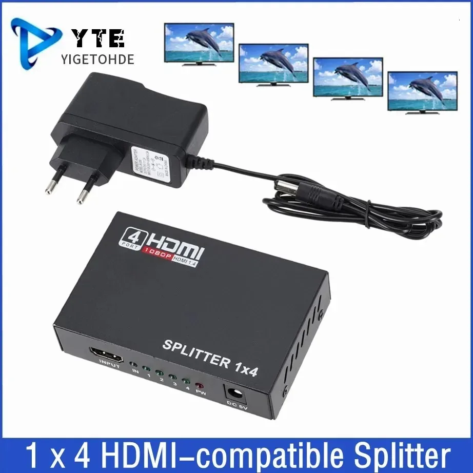 Convertidor divisor compatible con HDMI 1 en 4, amplificador divisor HD 1,4, HDCP 1080P, pantalla Dual para DVD, PS3, HDTV, Xbox