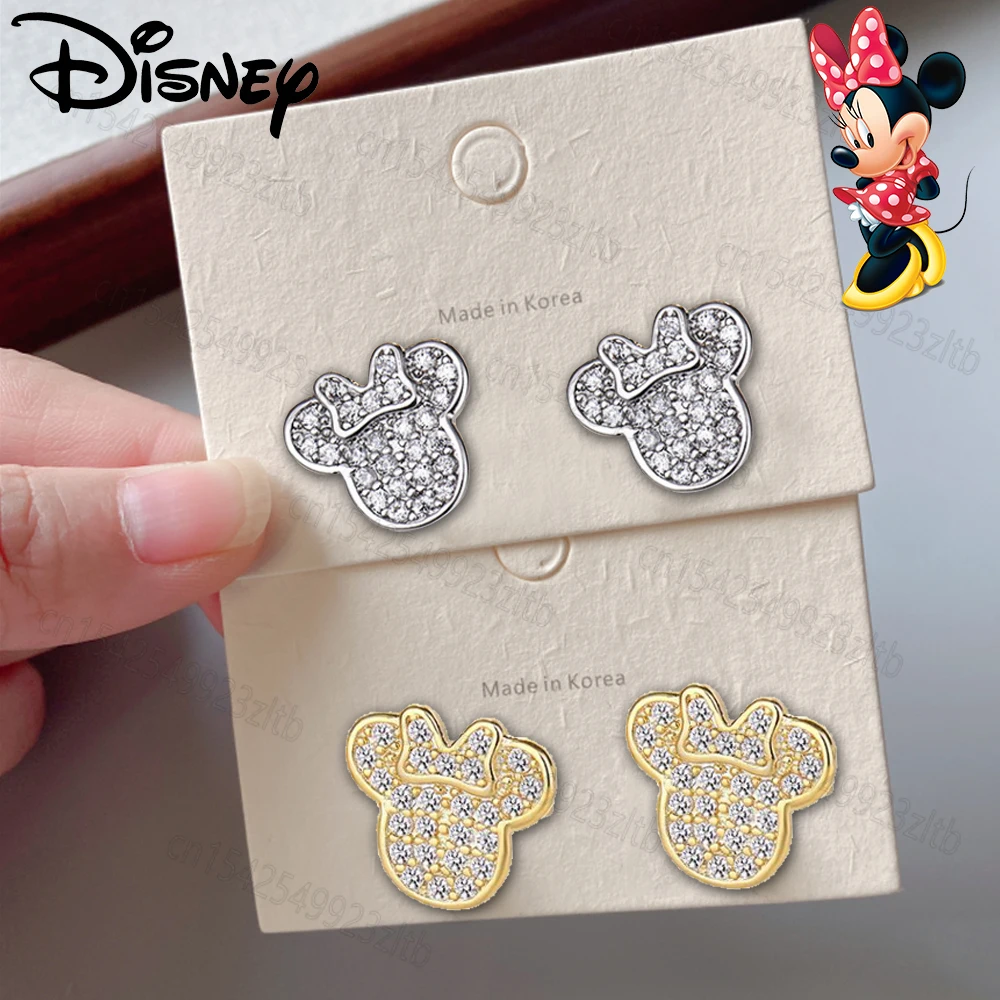 

Disney S925 Ear Stud Mickey Minnie Mouse Head Kawaii Sterling Silver Earrings Star for Women Girlfriend Birthday Creative Gifts