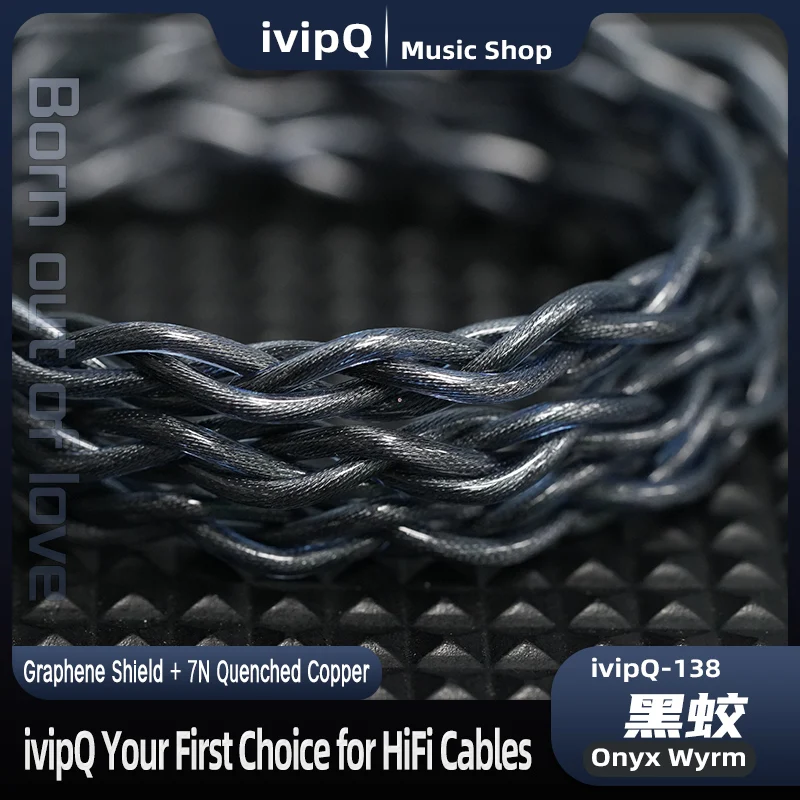 ivipQ-138 أونيكس Wyrm عالية النقاء HiFi IEM كابل 7N محفور النحاس + الجرافين التدريع 4.4 مللي متر 2Pin 0.78 مللي متر/MMCX IE900 سماعة سلك
