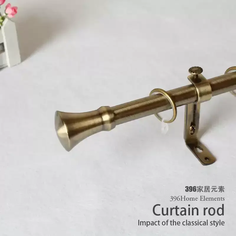 For Bronze Vintage Curtain Rod Thickened Aluminum Alloy Roman Rod Single &Double Pole Track Ring Accessories for Home Decoration