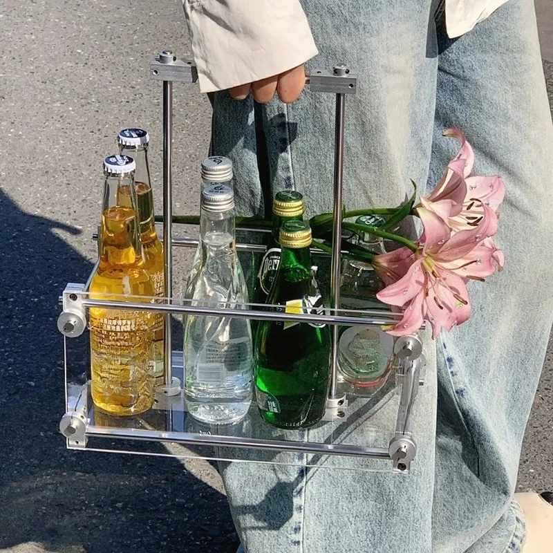 Camping Picnic Beverage Wine Rack Acrylic Portable Optical Axis Wine Storage Rack