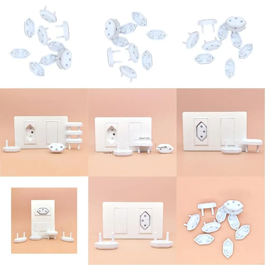 

10 шт., защитная розетка для детей, 2-контактная круглая защитная крышка для розетки, предотвращает поражение электрическим для