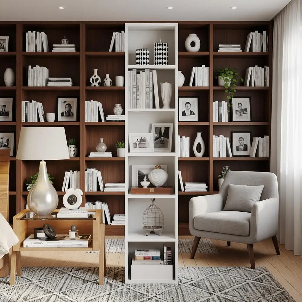 

6-уровневая высокая деревянная книжная полка, 71,5 высокие полки для хранения вещей для дома и офиса, белая