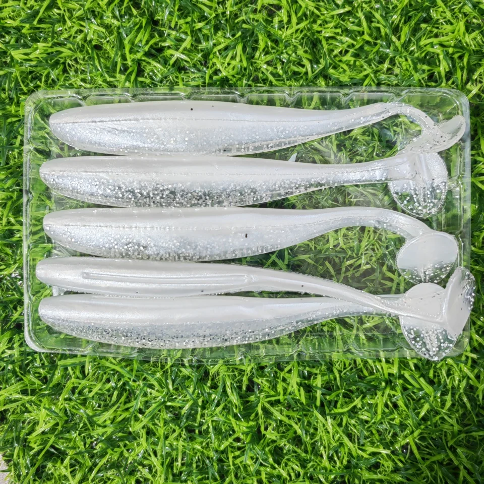 MUKUN 5 Stück 12 cm 8,5 g T-Tail Swimbait Weicher Silikon-Wurmköder Künstlicher Köder Wobbler für Meeres- und Süßwasser-Angelausrüstung