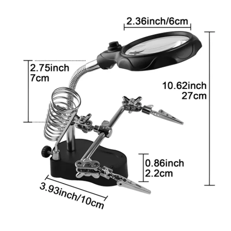 13.5X 12X Welding Auxiliary Clip Magnifier Electric Soldering Iron Circuit Board Welding Iron Magnifying Glass Bracket Tools ﻿