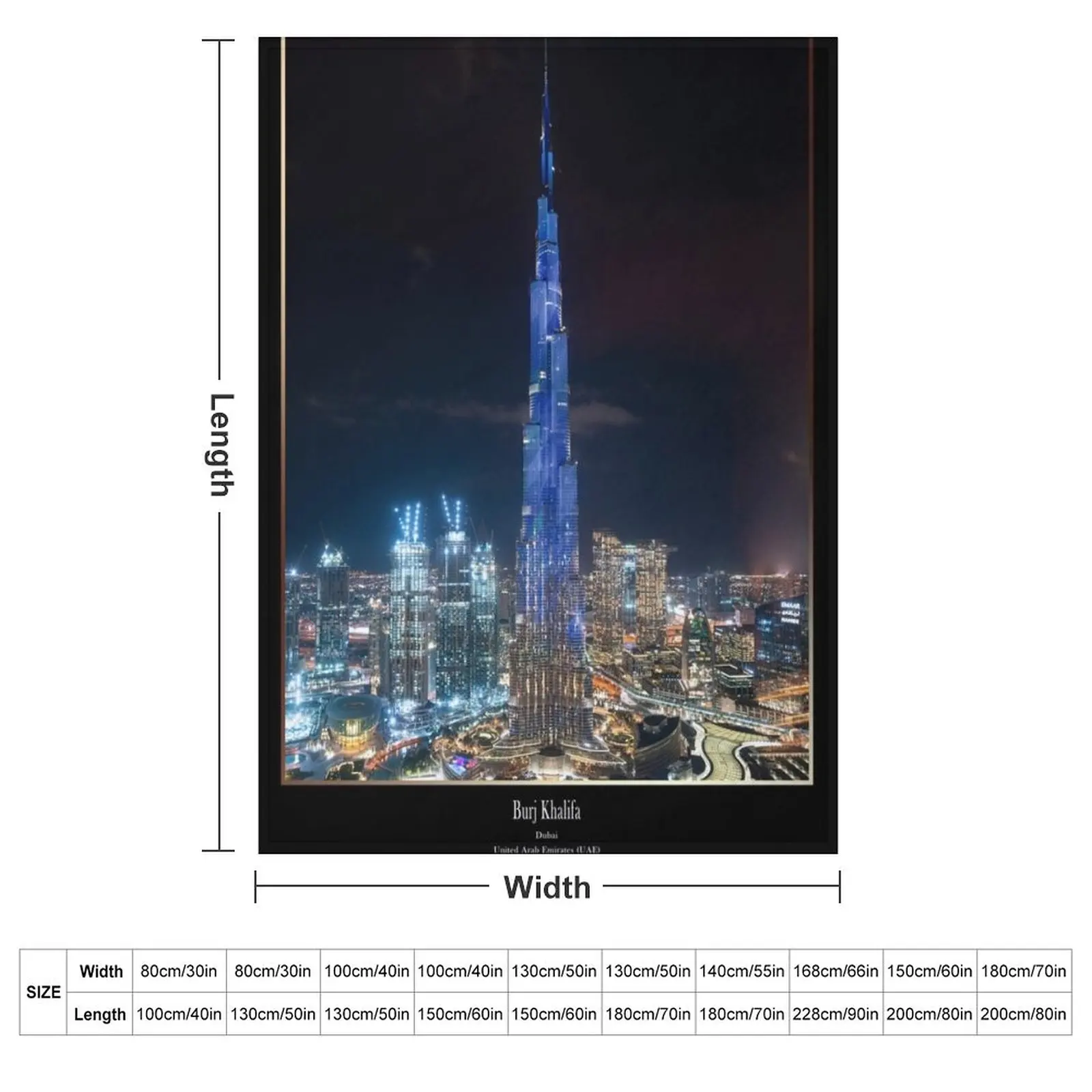 Burj Khalifa, Dubai, United Arab Emirates, UAE Throw Blanket Decoratives Soft For Sofa Thin Summer Beddings Blankets