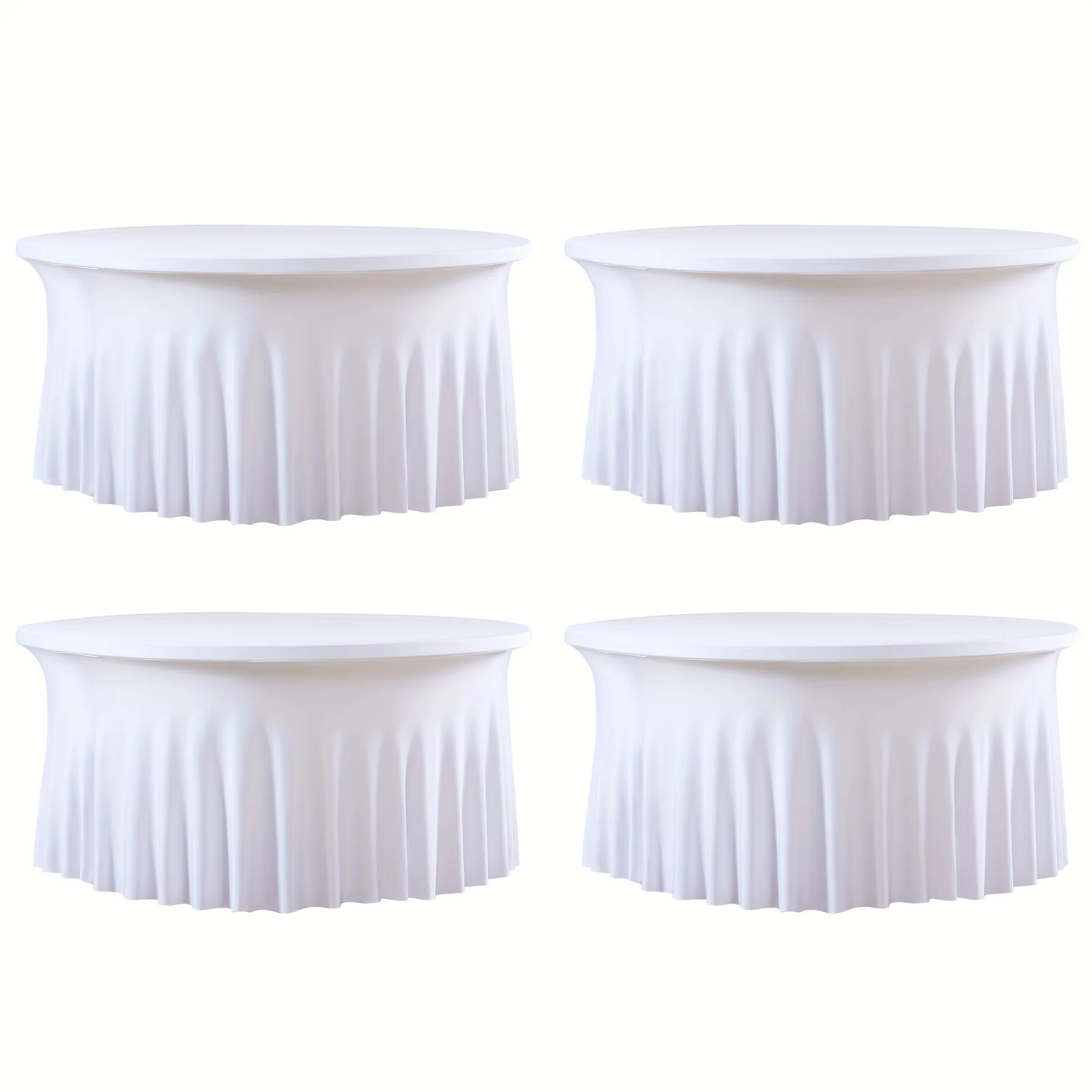 4-Pack 72-Inch Round Table Covers with 30-Inch Drop | Stretch Polyester-Spandex Blend | Wrinkle-Resistant & Pleated Skirt Design view 6