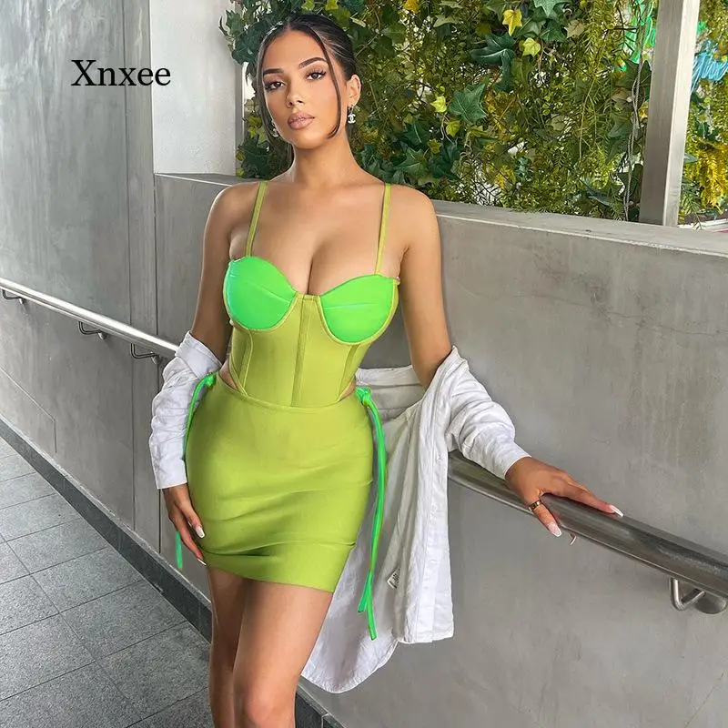 

Women's Clothing 2022 Summer New Color Contrast Suspender Fishbone Waist Seal One-Piece Dress Short Skirt Suit Women