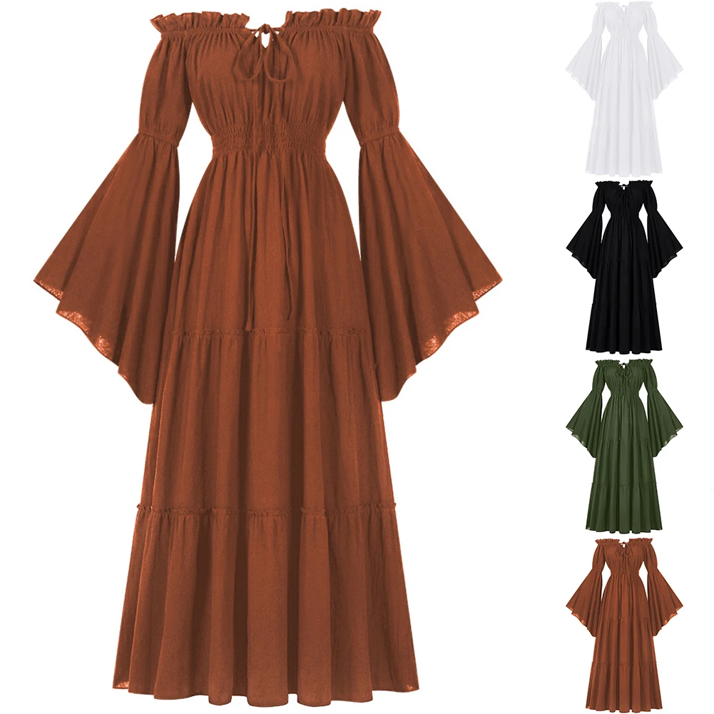 Gothic-Kleid, mittelalterliches Kostüm, schulterfreies Design, leicht dehnbar, bequem, Cosplay-Outfit, Cosplay-Kostüm, Anziehparty