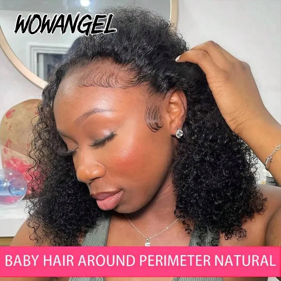Parrucche anteriori in pizzo con onda d'acqua al 250% Parrucche corte per capelli umani Parrucche 13x6 HD Parrucca frontale completa in pizzo Pre pizzicate Parrucche ricci profondi per le donne