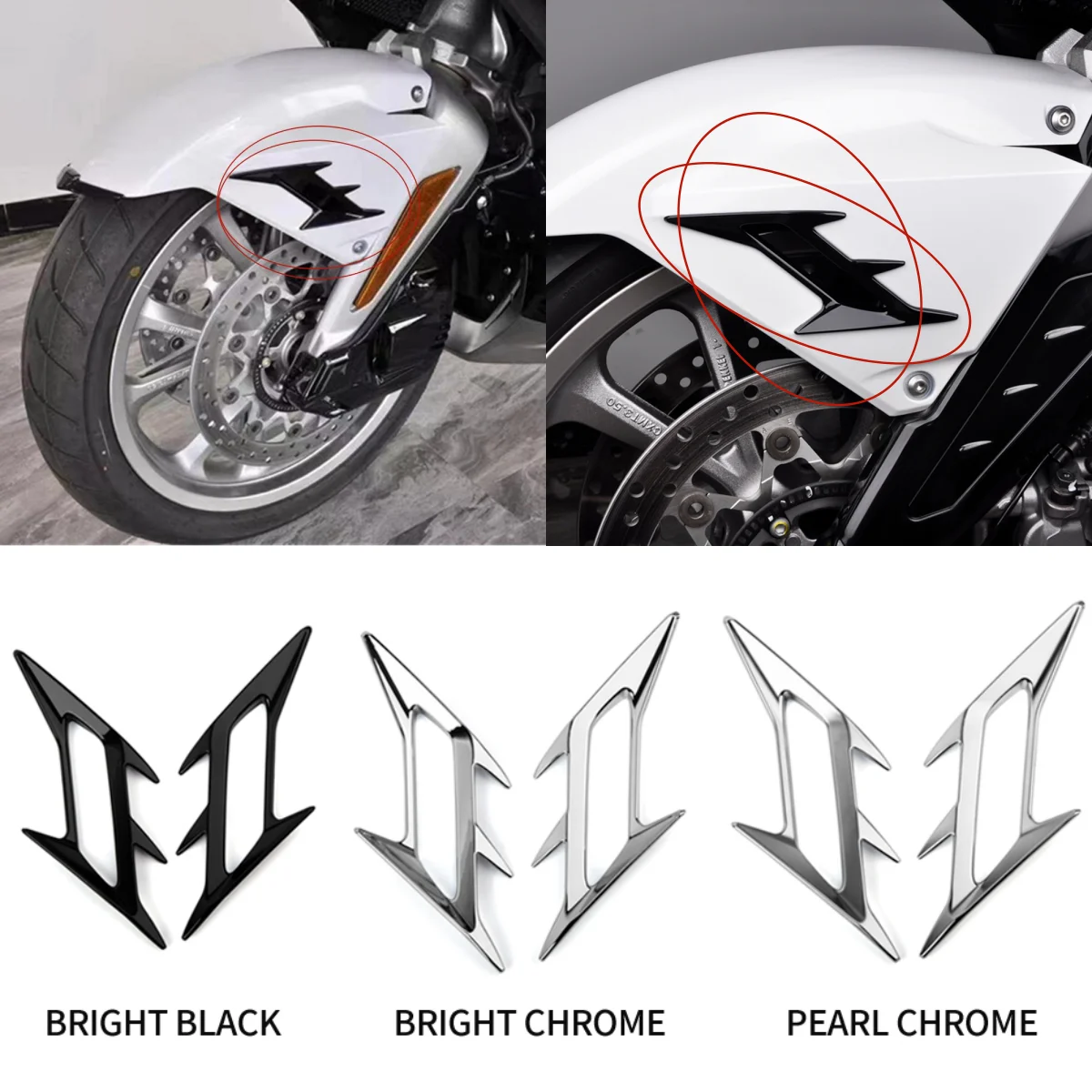 Motorcycle Goldwing Front Fender Accent Trim Cover Chrome Air Vent Decoration Accessories For Gold Wing GL1800 F6B 2018-2024