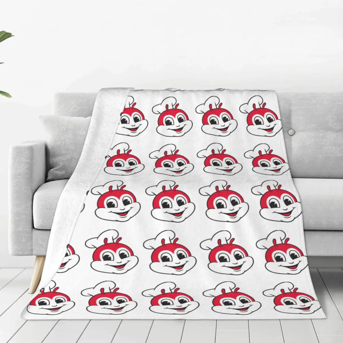 Jollibee Burger Restaurant Mascot Blankets Soft Warm Flannel Throw Blanket Bedding for Bed Living room Picnic Travel Home Sofa