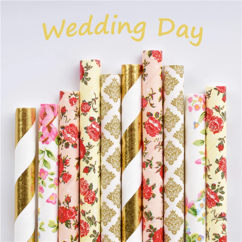 25 Pcs Mixed Pink Style Paper Straw Colorful Wedding Best Choice Decoration Supplies Party Coffee Disposable Environmentally