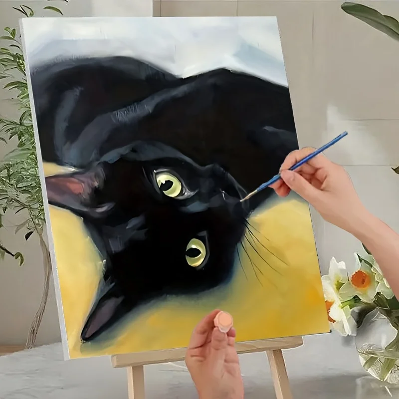 Katzenmalerei nach Zahlen für Erwachsene, DIY-Sets, handgemalt auf Leinwand, Ölgemälde, Malen nach Zahlen