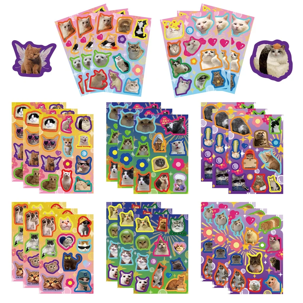

8PCS Colorful Cute Cats DIY Stickers For Helmet Bicycle Hand Account Pencil Case Decals Sticker Story Store