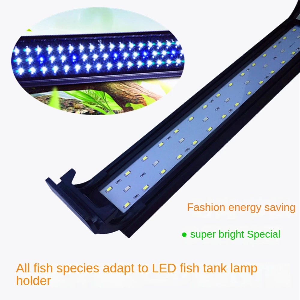 LED Aquarium Light, Full Spectrum Waterproof LED Fish Tank Lamp, 20-60CM, Brightening Water Plant,Blue and White Coral Reef LED