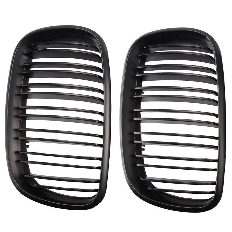

AEA7-Matte Black Front Bumper Dual Slat Front Kidney Grill Grille For-BMW X5 X6 E70 E71 2007-2014