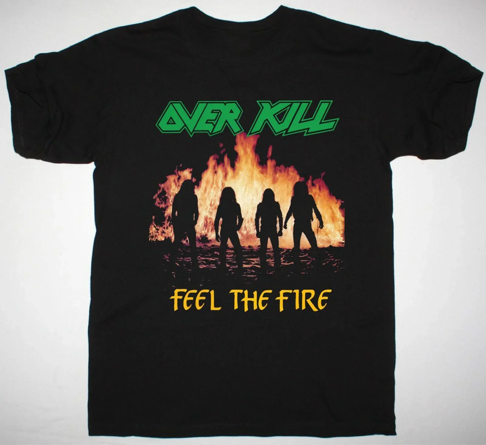 New Overkill FEEL THE FIRE 1985 Short Sleeve Black Men S-234XL T-Shirt EE703