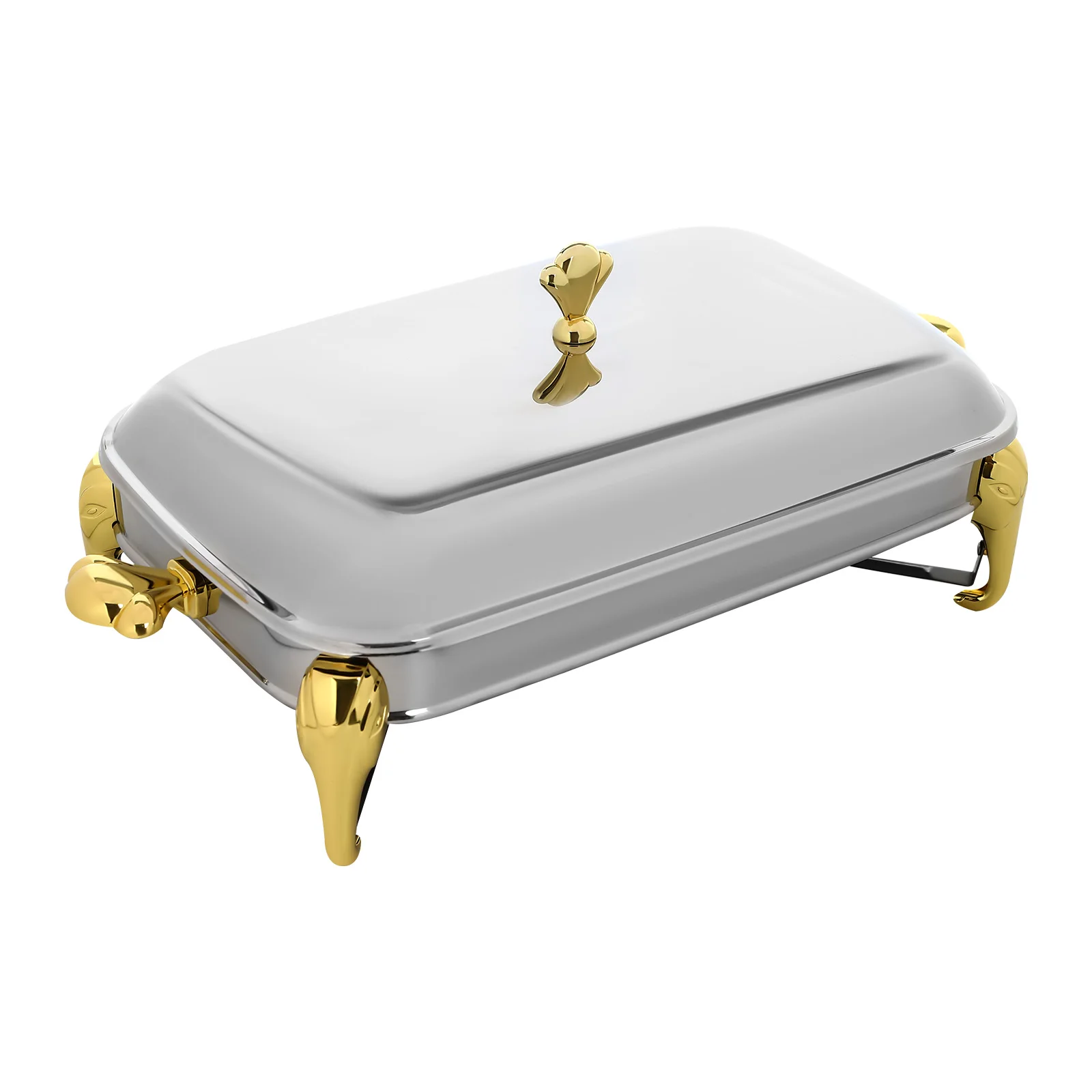 

2.9L Gold Chafing Dish Buffet Set Server Stainless Steel Chafing Dishes Oven Safe Glass Rectangle Food Warmer for Parties