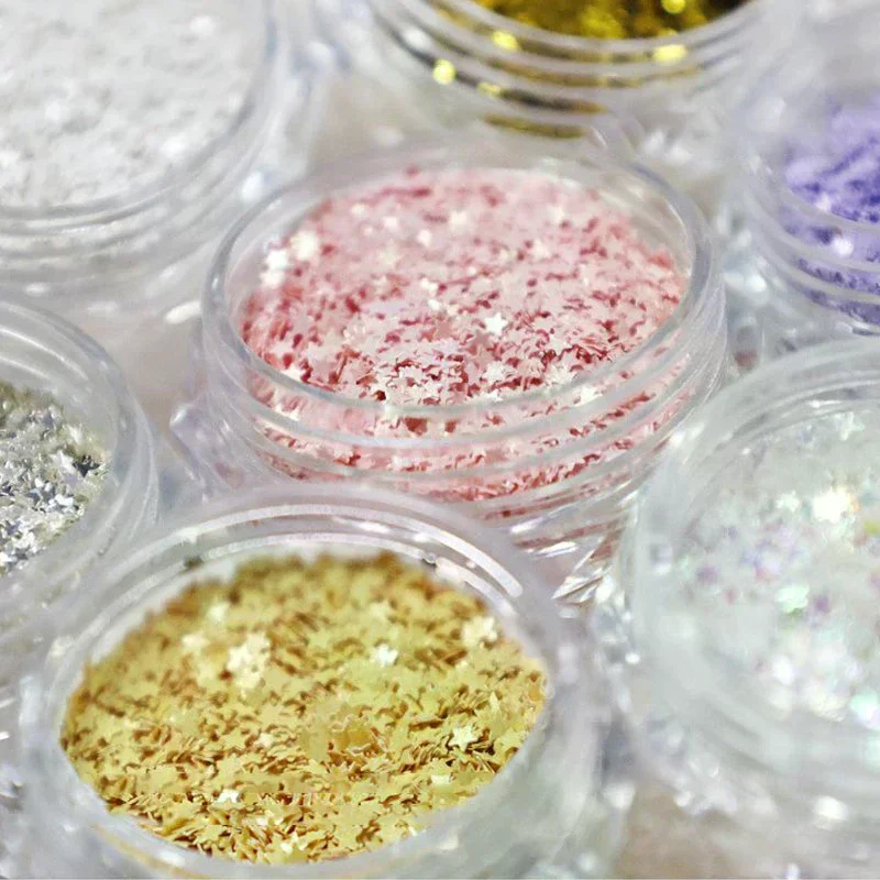 กลิตเตอร์เล็บรูปดาวขนาดเล็ก 1 มม. 1 กระปุก สำหรับตกแต่งเล็บ ดีไซน์น่ารัก อุปกรณ์เสริมสำหรับทำเล็บ DIY