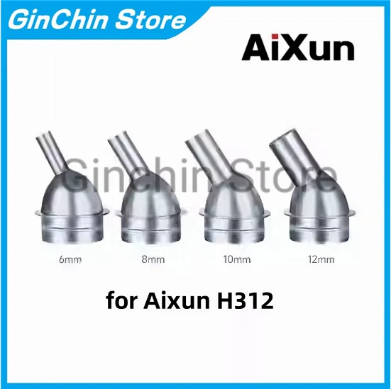 

4pcs AIXUN H314 Desoldering Rework Station Hot Air Gun Nozzle 6mm/8mm/10mm/12mm Weldering Nozzle Accessories Tool
