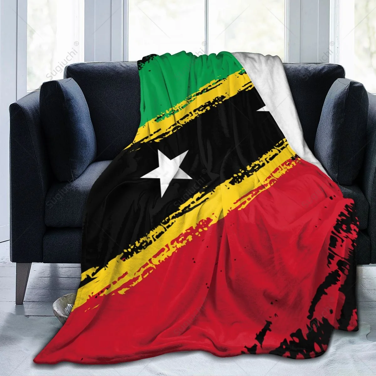 Blanket Saint Kitts And Nevis Flag Color Flannel Multifunction Camping Sofa Cover Keep Warm