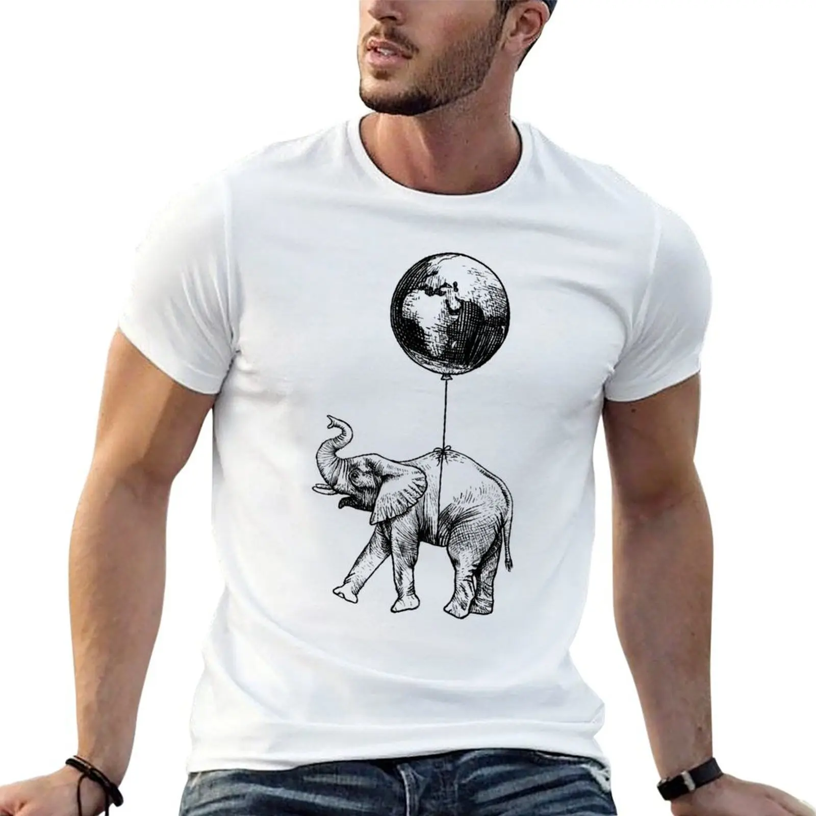 

Floating Elephant T-Shirt anime t shirts oversize t shirts for man pack cotton T-Shirt