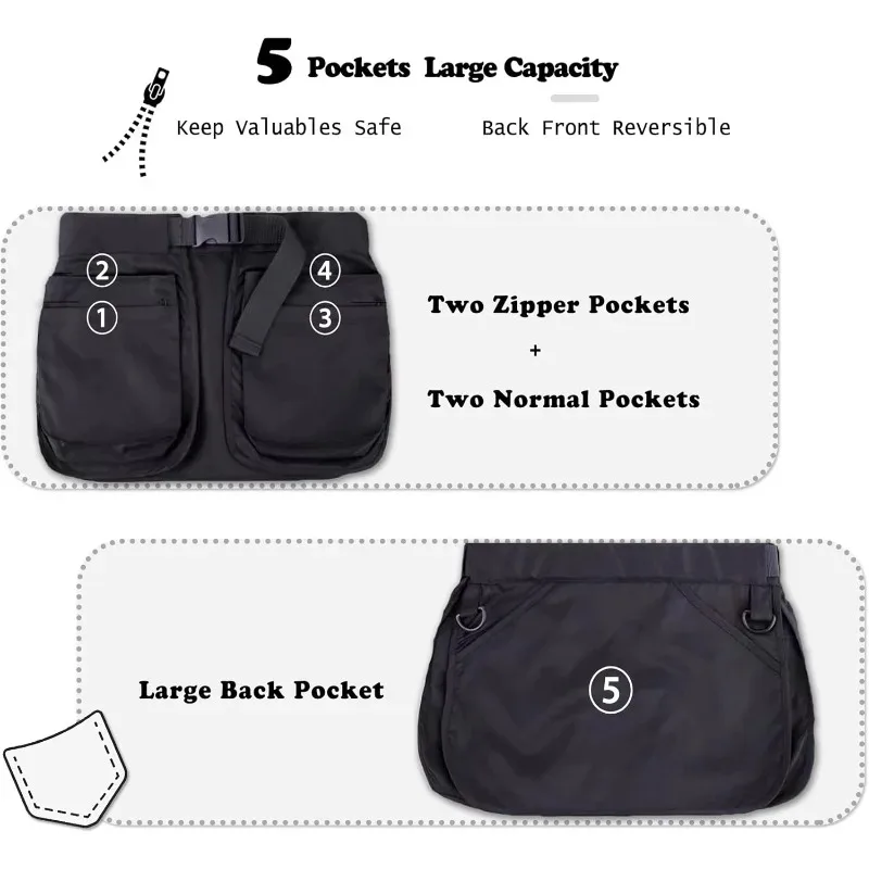 للجنسين حزام وظيفية الخصر ختم جيب مقاوم للماء النايلون ريترو قطرة بوم أكياس حقيبة الخصر على الوجهين #4