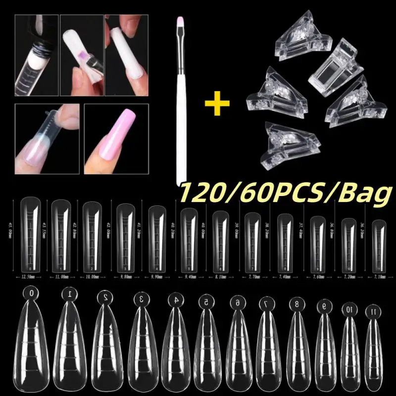 120pcs Full Cover Sculpted Nail Tips Extension False Nail Tips Fake Nail Plastic Extension Forms For UV Gel Top Mold False Nail