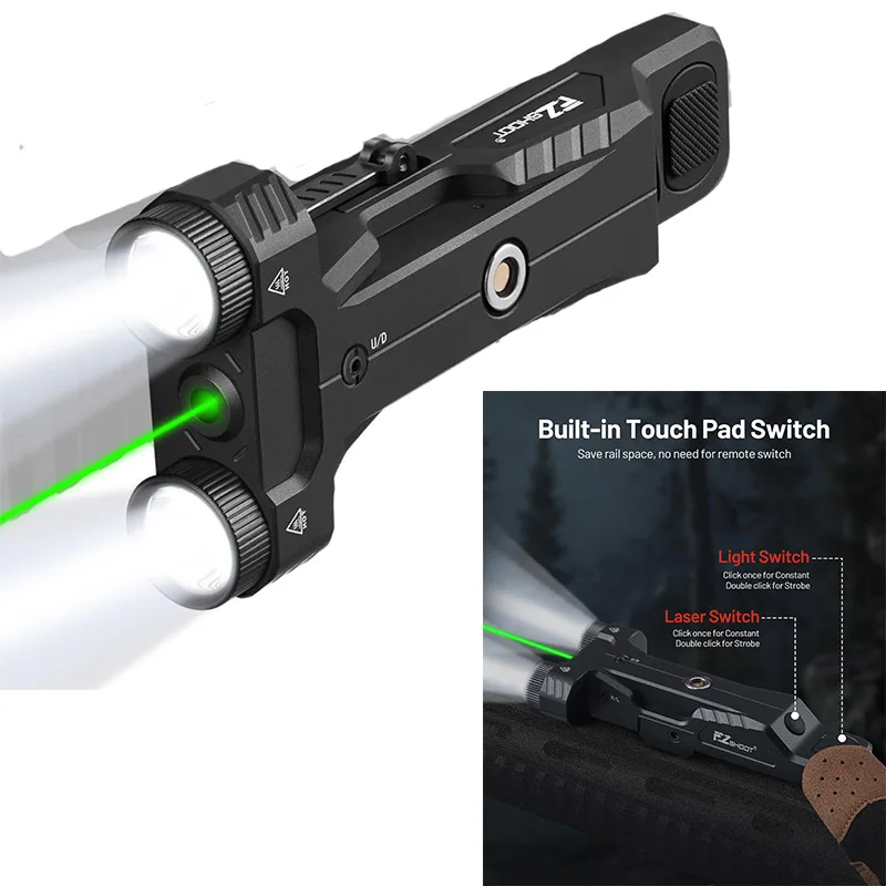 EZshoot 1600 Lumens Dual LED Light Laser Combo Low-Profile with Quick Detach For Picatinny Rail Magnetic Rechargeable