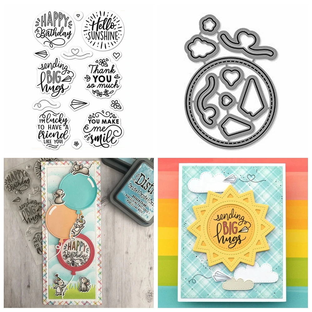 

Magic Holiday Messages Bundles Clear Stamps And Metal Cutting Dies For DIY Craft Making Card Photo Scrapbooking Decoration