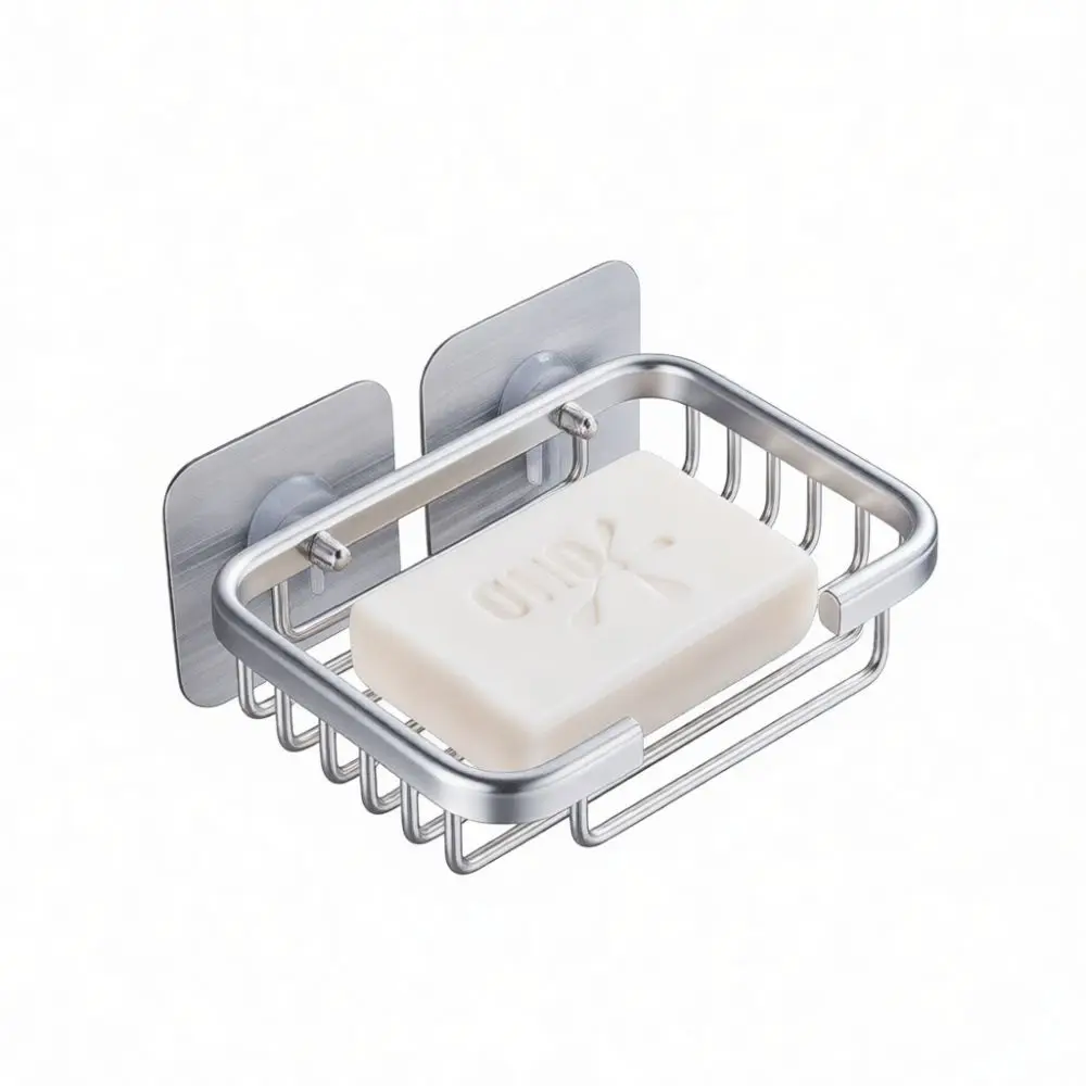Aluminum Soap Tray Bathroom Wall Storage Rack Punch Free Drainer Holder Shower Container Organizer For Danle Home Supply