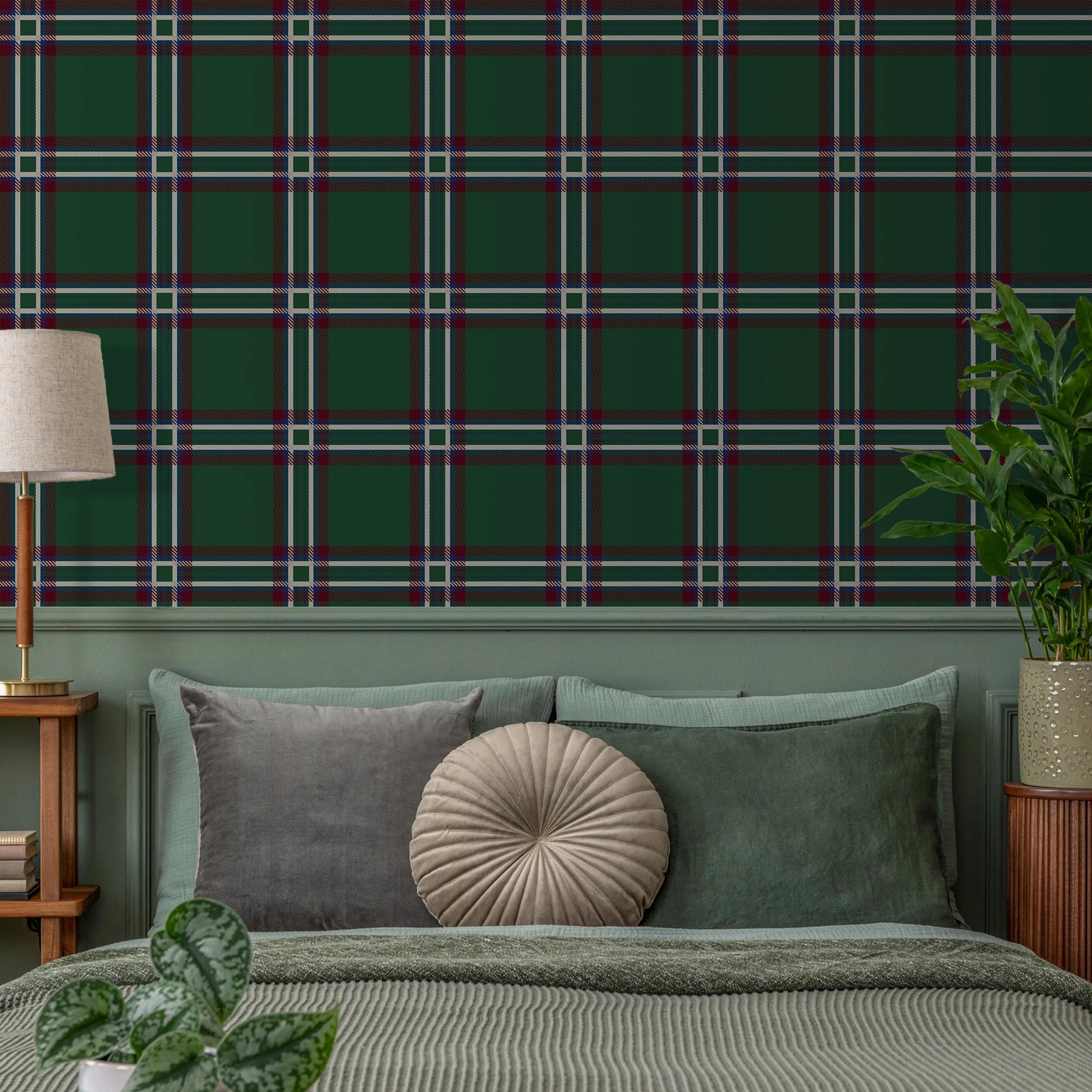 

Винтажные клетчатые самоклеящиеся обои, обои с фотографией зеленого тартан для спальни, классические наклейки на стену, очистка и наклейка