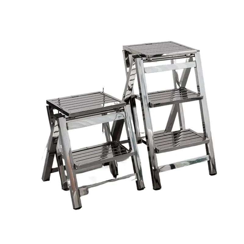 Stainless Steel Folding Ladder for Small Spaces Portable Telescopic A-Frame Ladder Step Ladder 3-Step and 4-Step