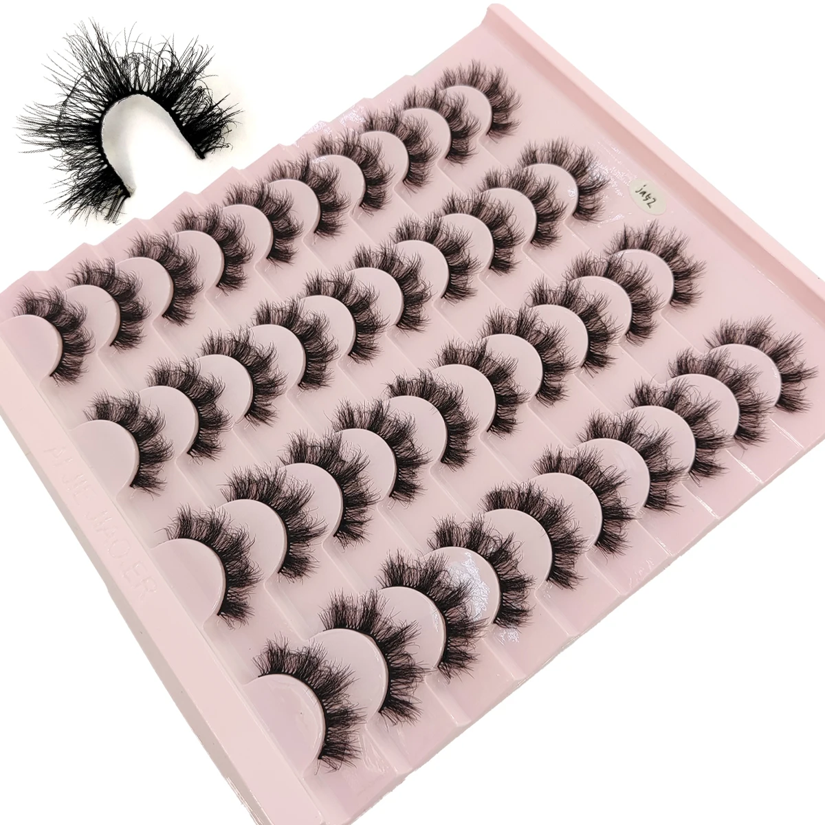 HBZGTLAD 20 رموش صناعية مزدوجة من المينك رقيق وديناميكي طبيعي للتجعيد رموش صناعية خفيفة ومرنة