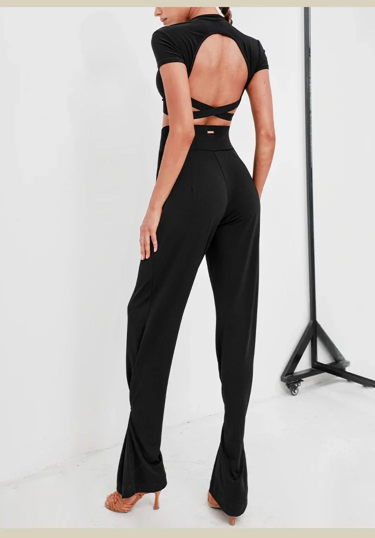Summer Latin Dance Pants for Women Breathable High-waists Professional Cha-cha Samba Rumba Training Performance Dance Long Pants