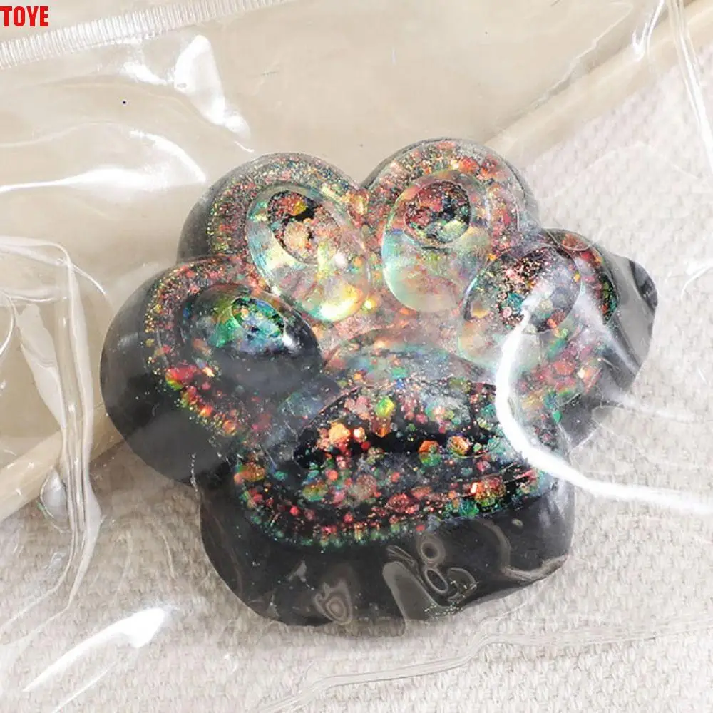 Sensory Toy Shiny Cat Paw Squeeze Toy Kneading Silicone Cat Paw Fidget Toy Handmade Colorful Cat Paw Pinch Toy Children