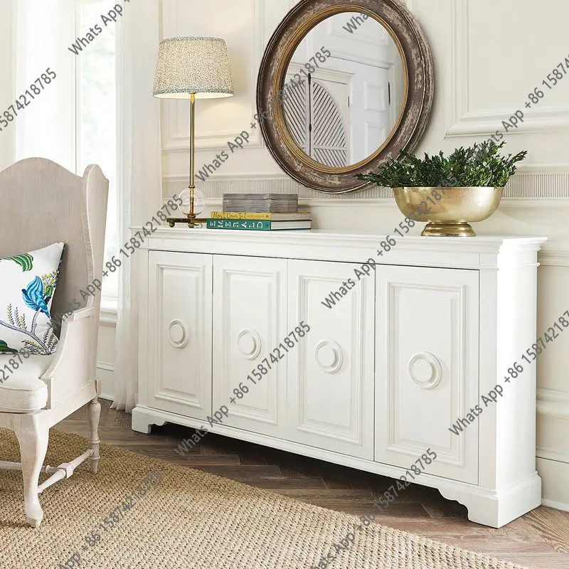 

Американский легкий роскошный обеденный буфет из массива дерева, французский простой современный кремовый шкаф для обуви в гостиную, пристенный.