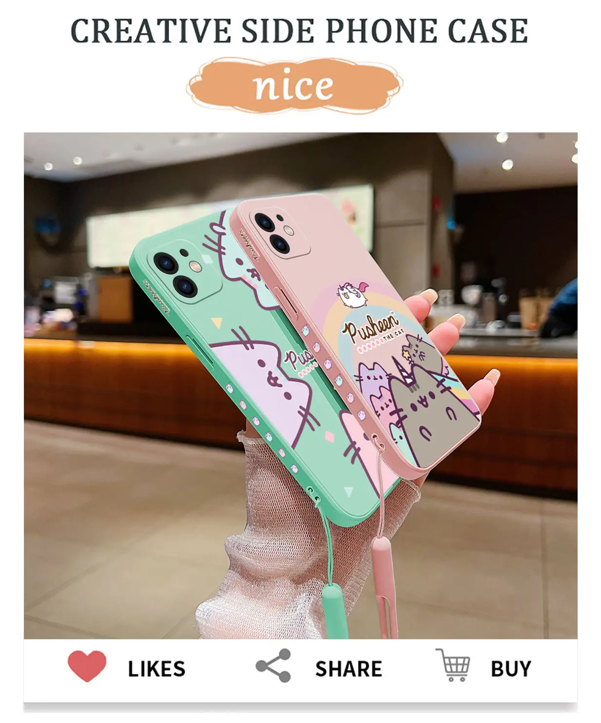 Cute Cartoon Cat P-Pusheens Phone Case For iPhone 15 14 13 12 11 Pro Max Mini X XR XS MAX SE 8 7 Plus Soft Liquid Silicone Cover