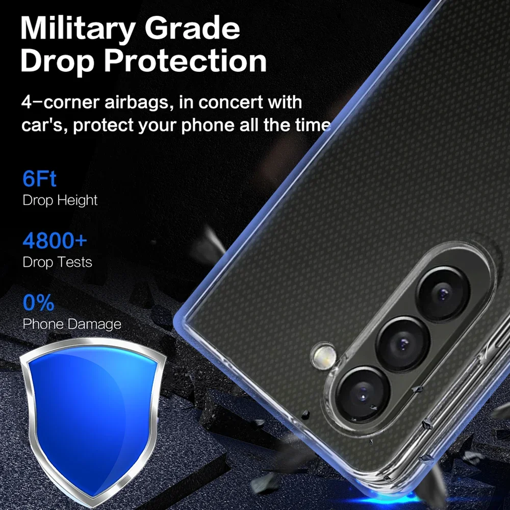 Fold5 Fold4 Slim Hard Clear Cover For Samsung Galaxy Z Fold 5 4 3 5G Anti-Scratch Shockprooof Case For ZFold5 ZFold3 ZFold4