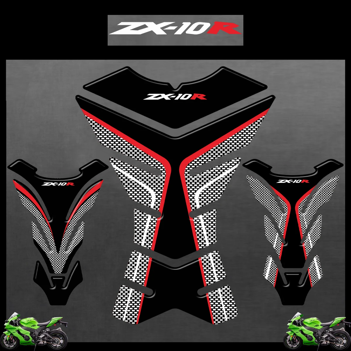 

3D Resin Motorcycle Tank Pad Protector for Kawasaki ZX10R ZX-10R ZX10 R ZX 10R Ninjia