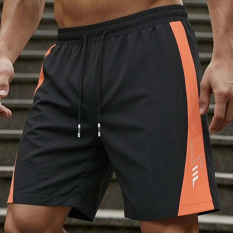 Summer Men's Shorts Cool Sportswear Running Sport Shorts Casual Bottoms Gym Fitness Training Jogging Short Pants Men Black