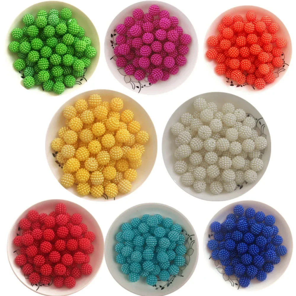 Bayberry Ball Double Hole Imitation Pearl Straight Hole Loose Beads Clothing Home Decoration Accessories Handmade Material 12mm