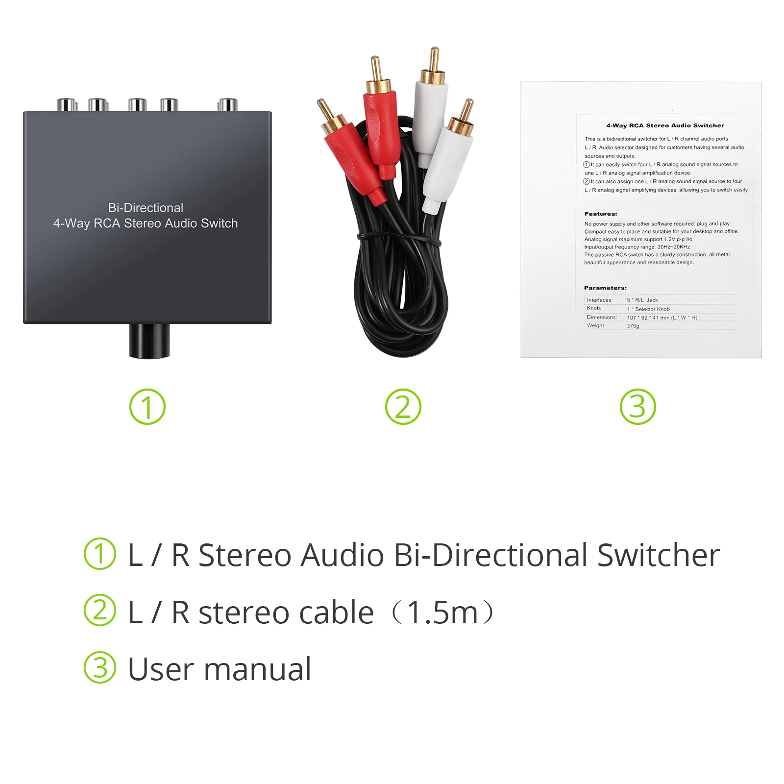 PROZOR 4-kierunkowy dwukierunkowy stereofoniczny przełącznik audio RCA 4X1/1X4 lub 4X2/2X4 L/R kanał dźwiękowy przełącznik audio RCA selektor