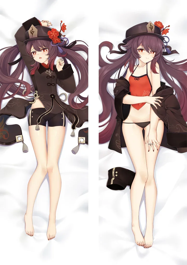 60x180cm Genshin Impact Hutao Dakimakura Pillowcase Body Hugging Cushion Cover Anime Game Doulble Side Printed Otaku Pillow Case