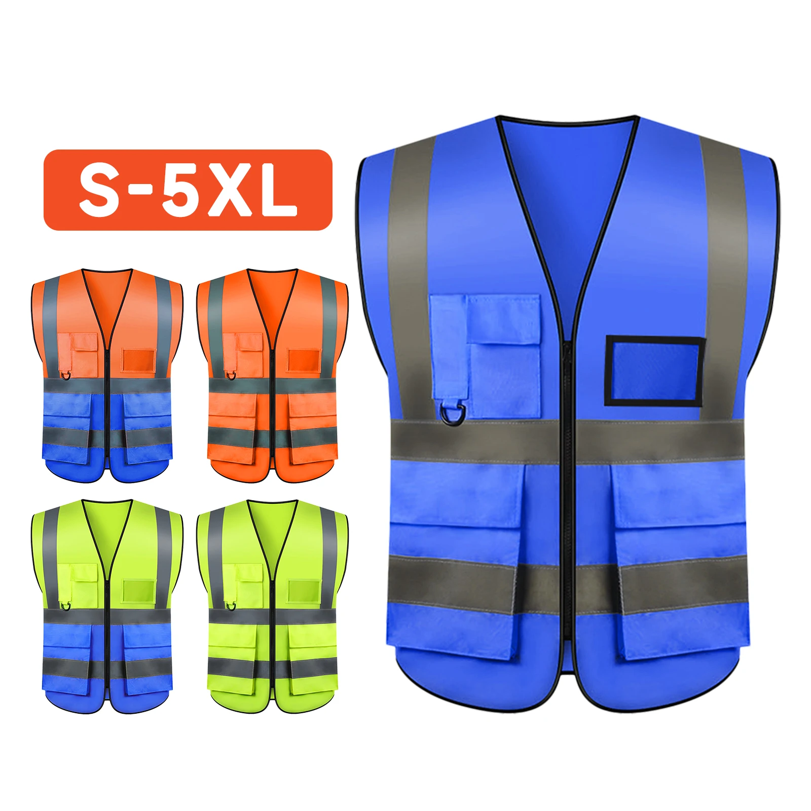 Printable LOGO Plus Size Reflective Safety Vest High Visibility Construction Worker Work Clothes Motorcycle Vest